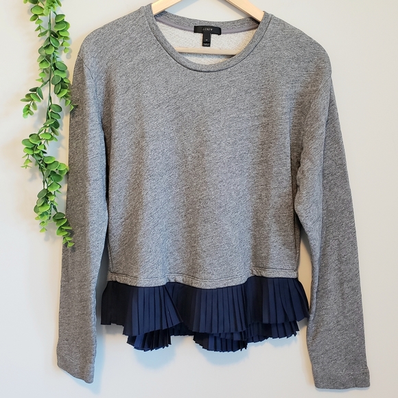 J. Crew Sweaters - J. Crew Grey Crewneck & Navy Ruffle Sweater